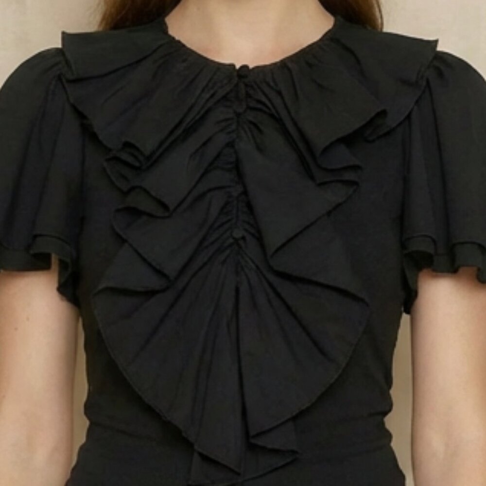 New, Ralph Lauren Pima Ruffle Button Flutter Sleeve Blouse - Picture 13 of 16